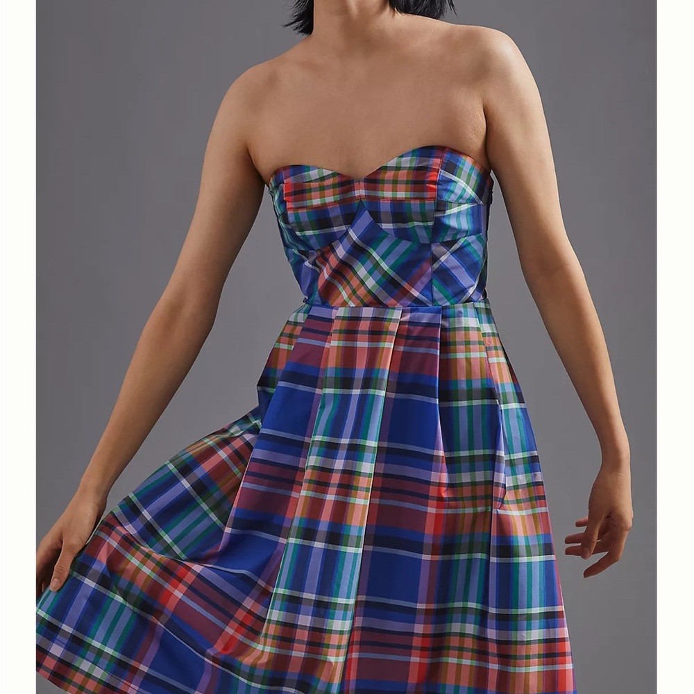 Anthropologie Multicolor Plaid Midi Dress - Blue, Green, Red